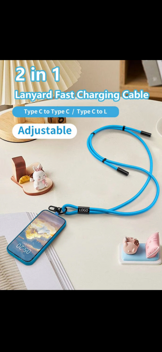 Anti-theft neck lanyard and power cord.  Two in one.  Deter phone theft.