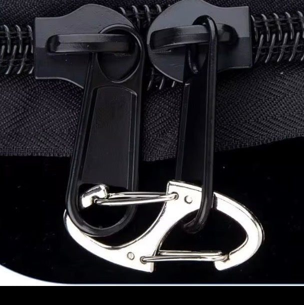 Anti-theft zipper clips.  Lock your zippers together to prevent theft.