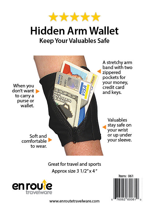 Hidden Arm Wallet Black (#061) - En Route Travelware